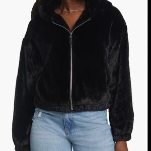 BP Faux Fur Hooded Jacket Black